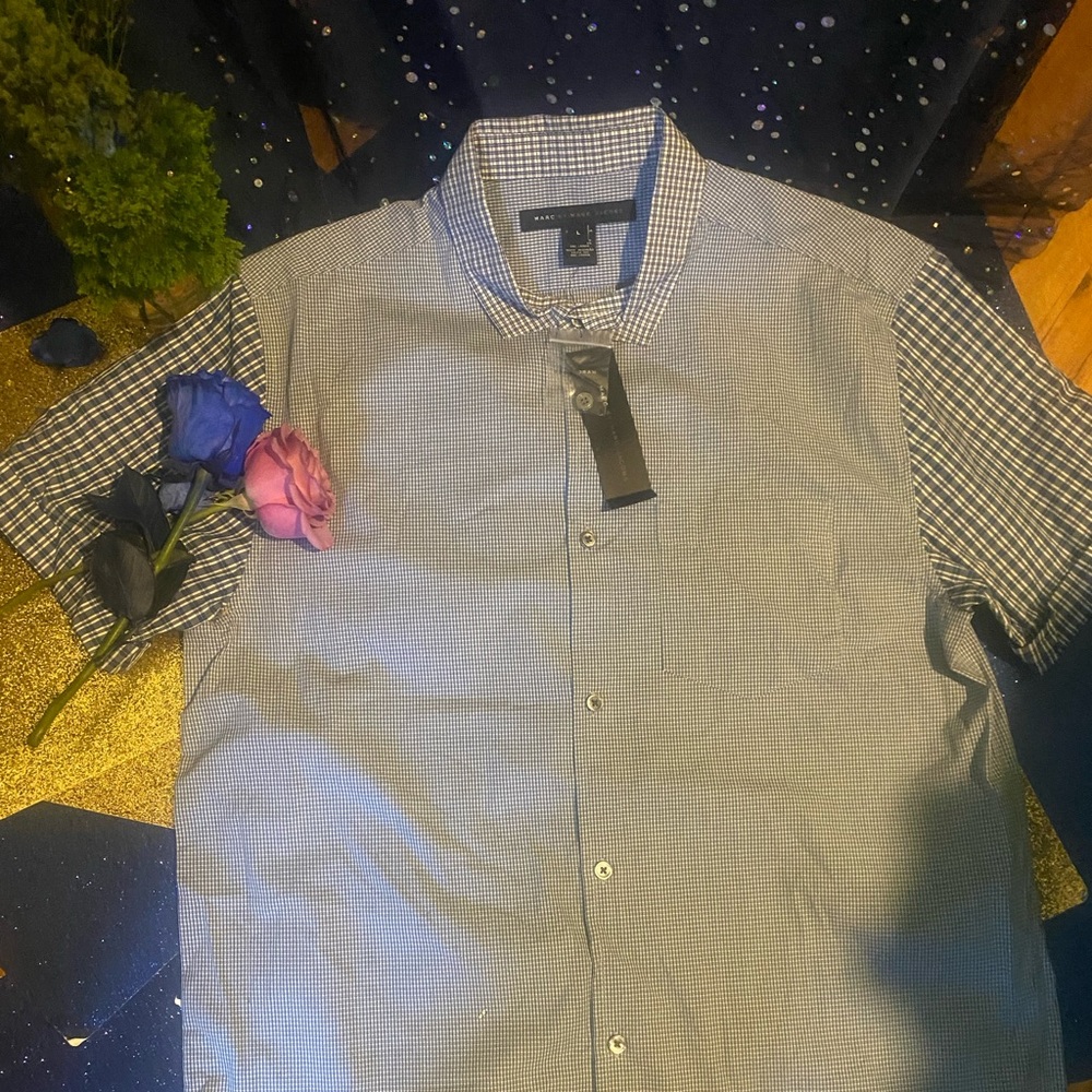 NWT MARC BY MARC JACOBS BLUE CHECK PRNT SUMMER LUX Shirt - Picture 8 of 11